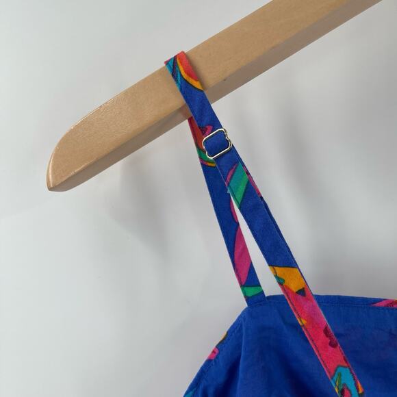 J.CREW FACTORY Tank Top Size 14 Blue Floral Tropical Tie Back Strappy Summer - Picture 8 of 16